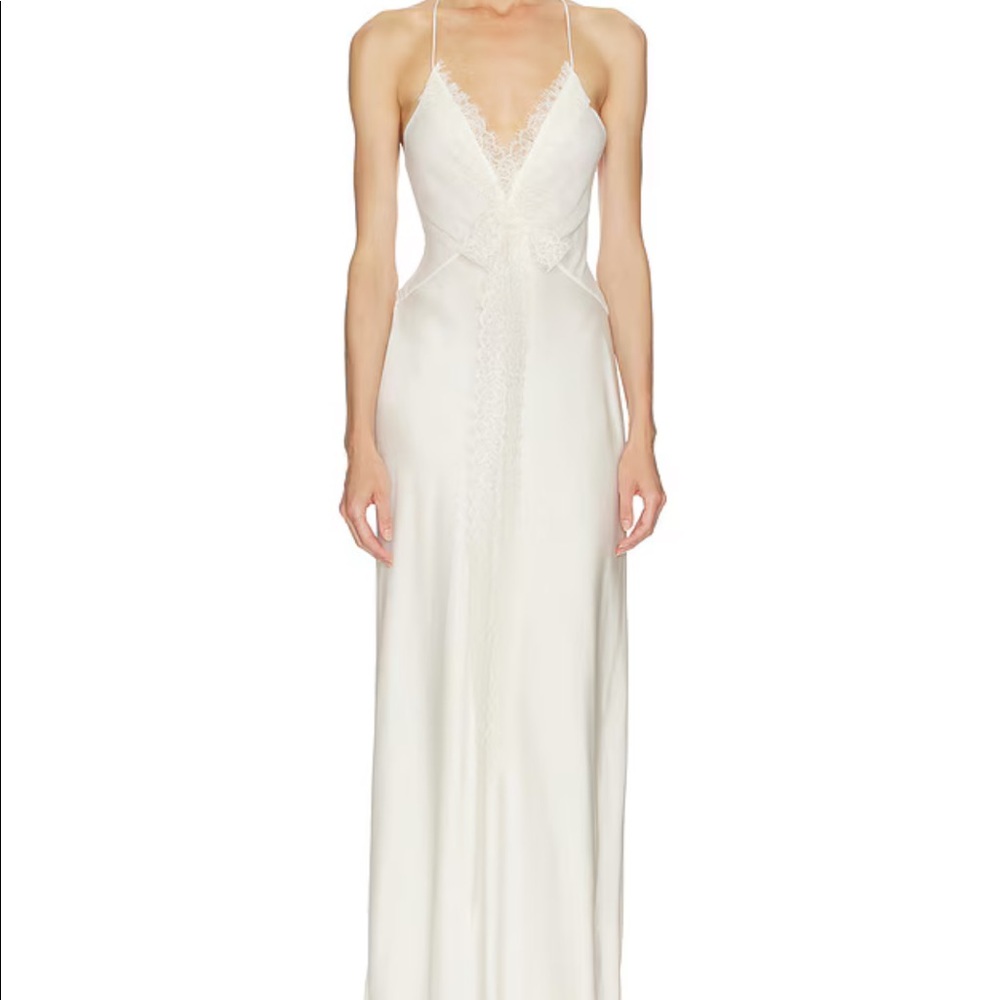 Helsa Mix Media Slip Dress in Ivory